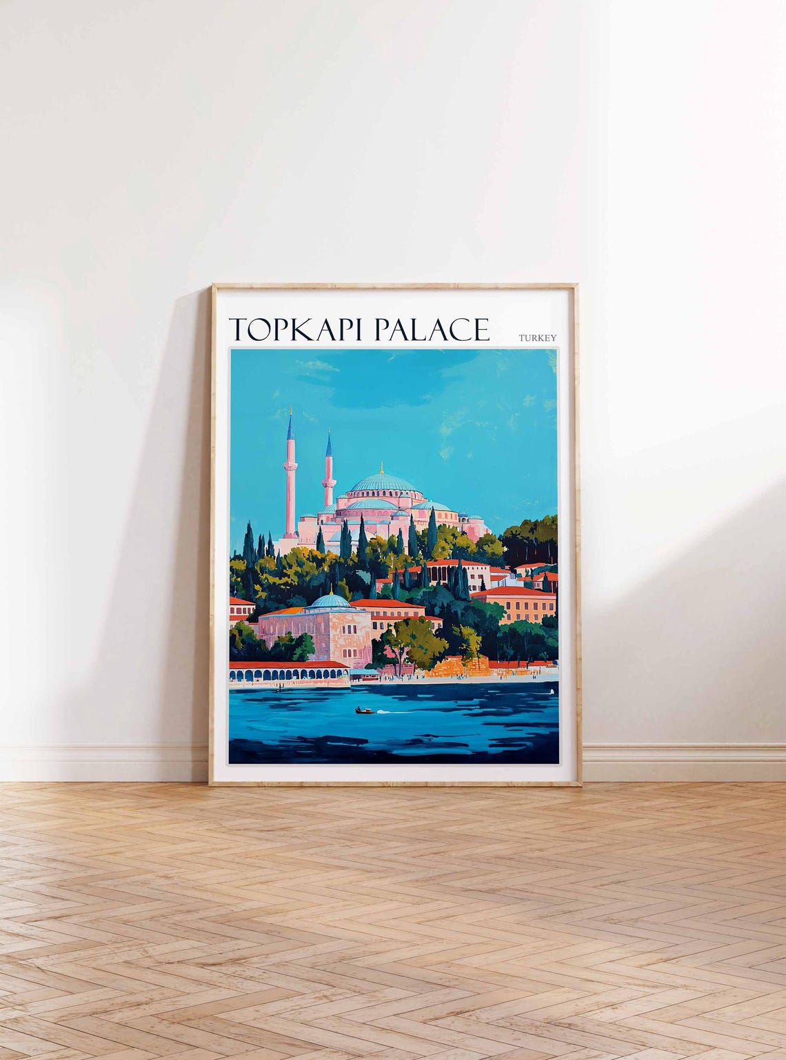 Topkapi Palace Domes Minarets Bosphorus Painted Travel Poster - Image 2