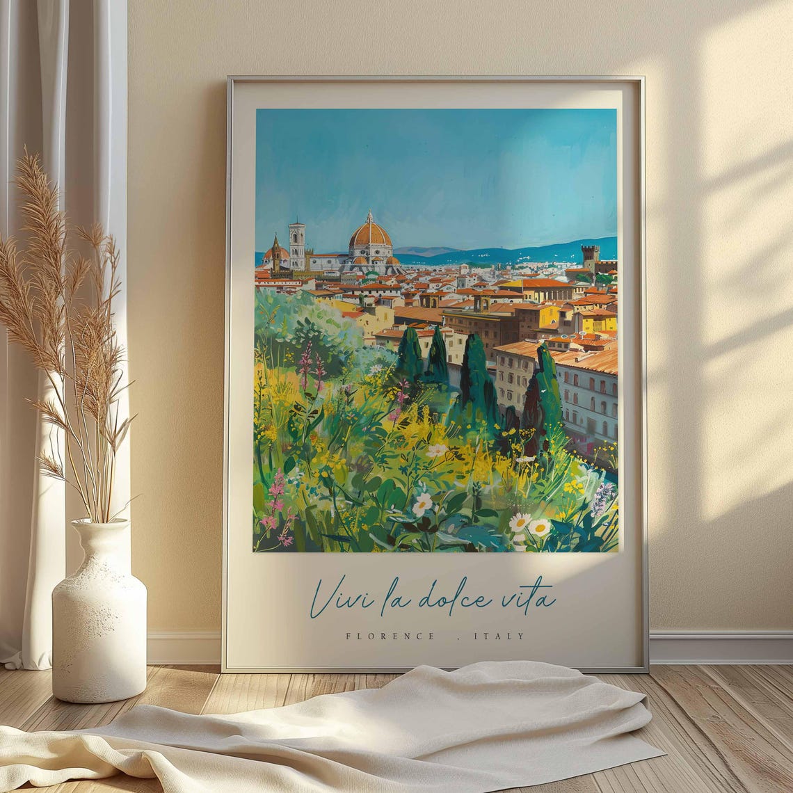 Florence Duomo Wildflower Meadow Skyline Italy Travel Poster - Image 2