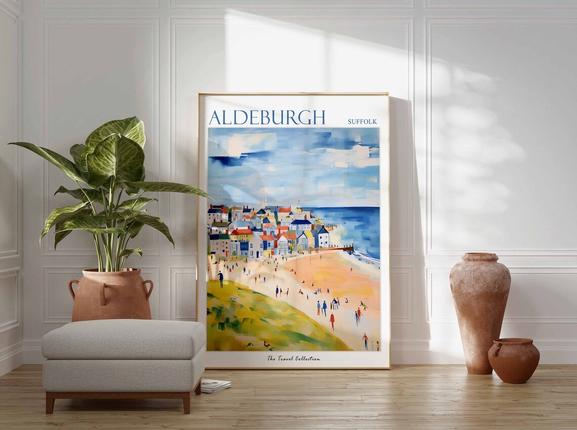 Aldeburgh Suffolk Colorful Seaside Town Beach Painting Travel Poster - Image 2