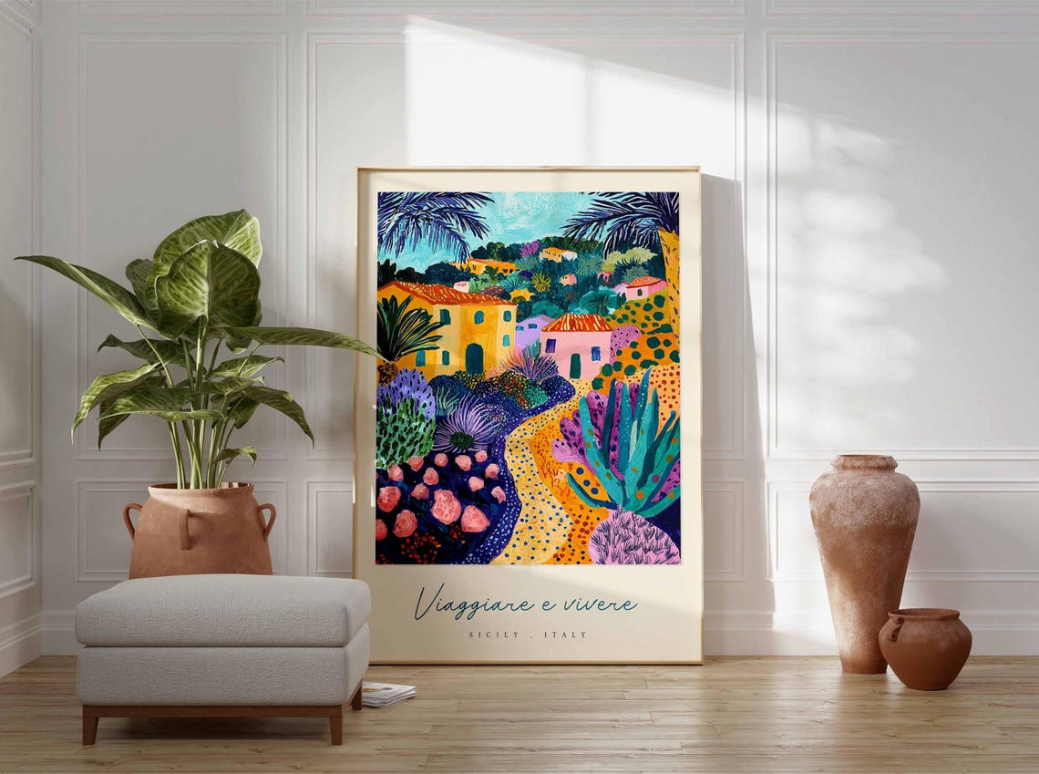 Sicily Poster Italian Travel Print Sicily Travel Art Sicily Wall Art Italy Art Italy Travel Decor Italian Travel Gift - Image 3