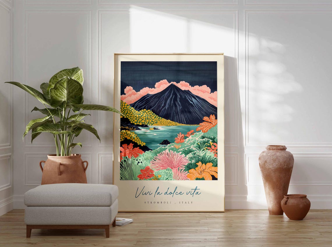 Stromboli Poster Italian Travel Print Stromboli Travel Art Stromboli Wall Art Italy Art Italy Travel Decor Italian Travel Gift - Image 3
