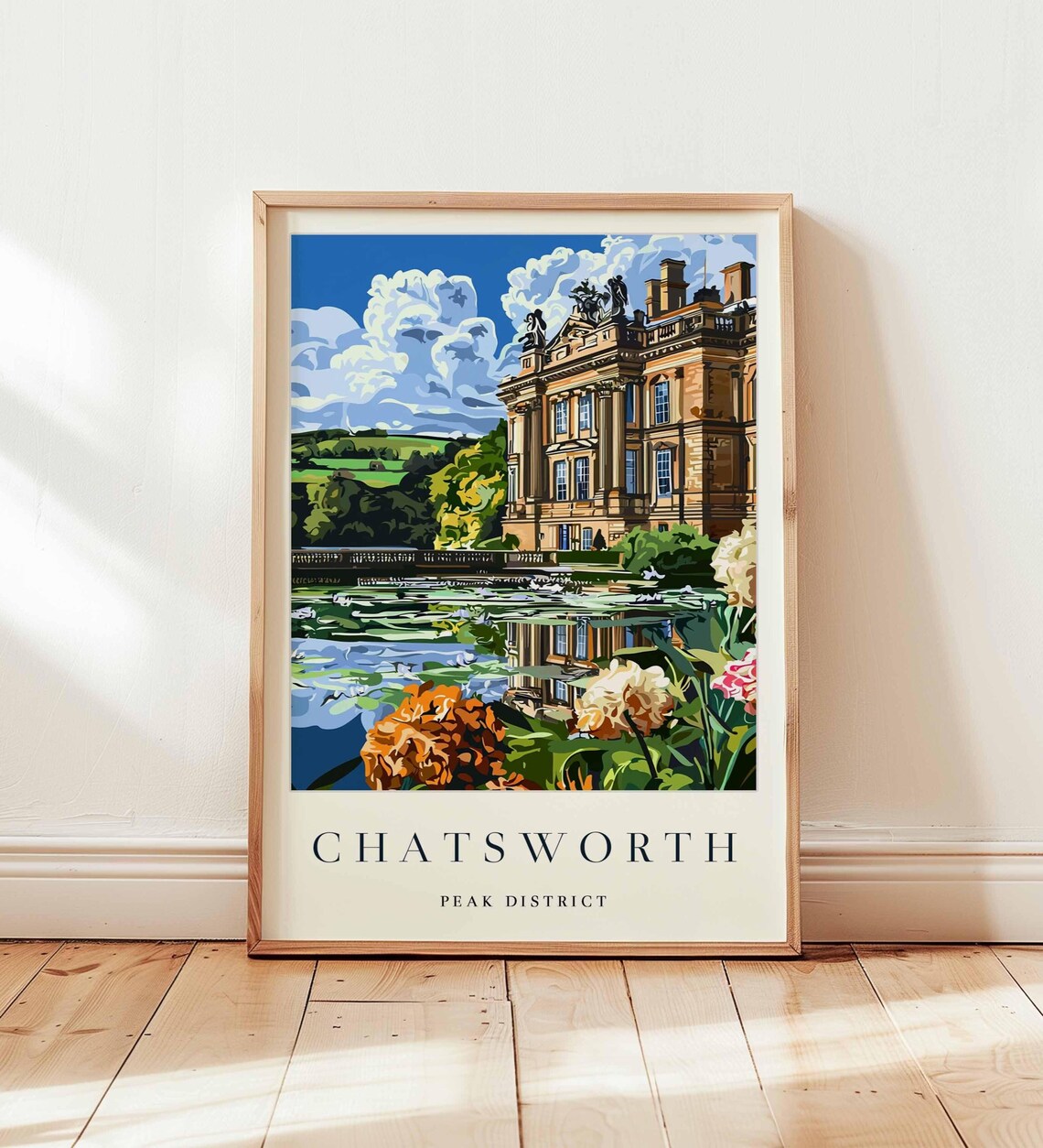 Chatsworth House Peak District Stately Home Lake Reflection Poster
