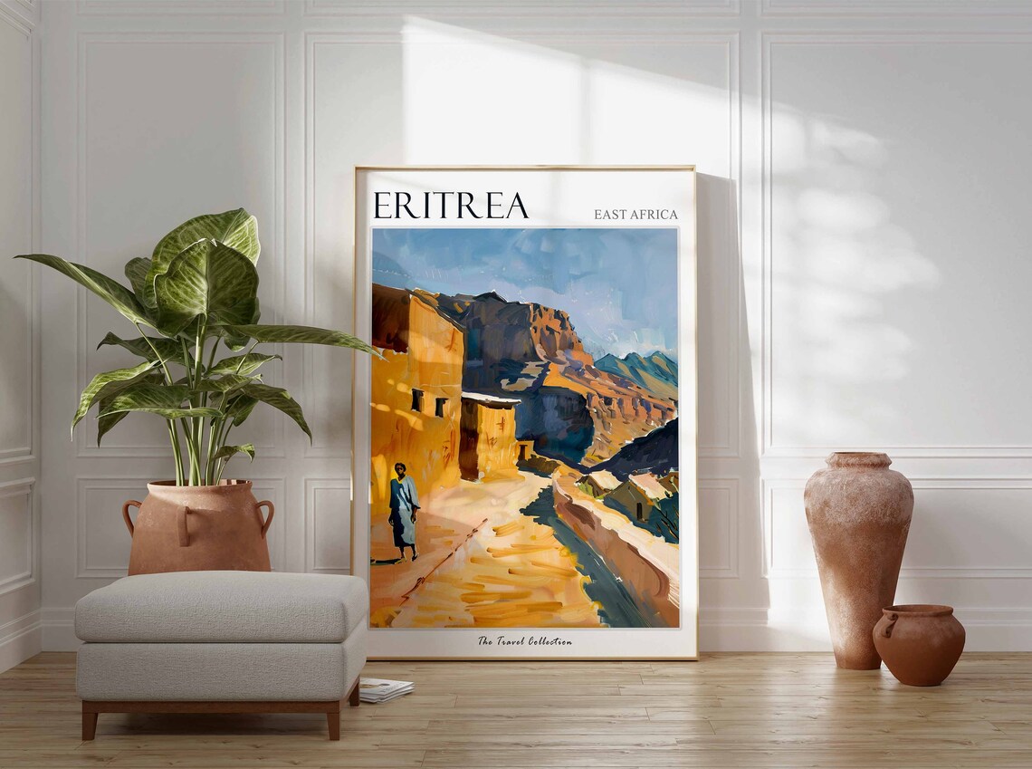 Eritrea East Africa Sunlit Stone Mountain Village Street Poster - Image 2