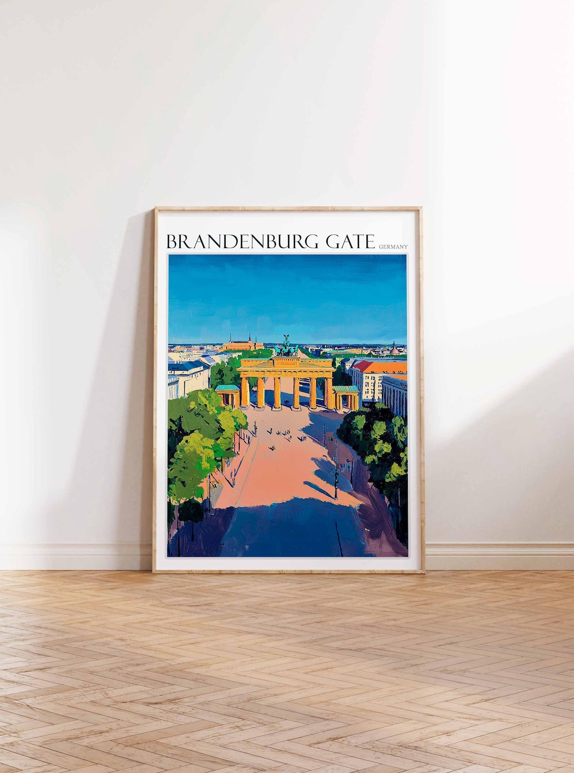 Brandenburg Gate Sunny Avenue Midday View Colorful Painting Poster - Image 3