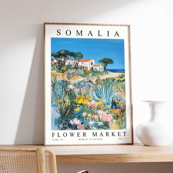 Somalia Flower Market Poster Print Somali Floral Wall Art Decor Botanical Africa African Travel