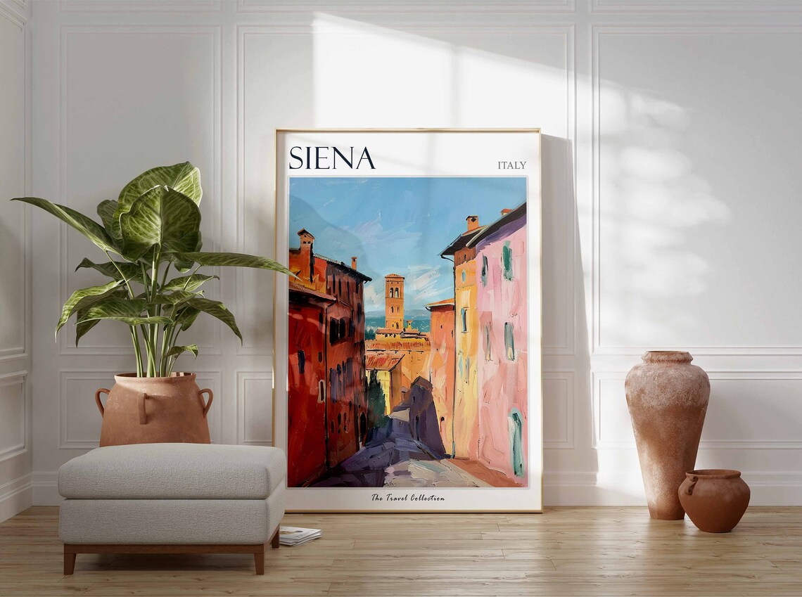 Siena Italy Historic Tuscan Old Town Colorful Street Travel Poster - Image 2