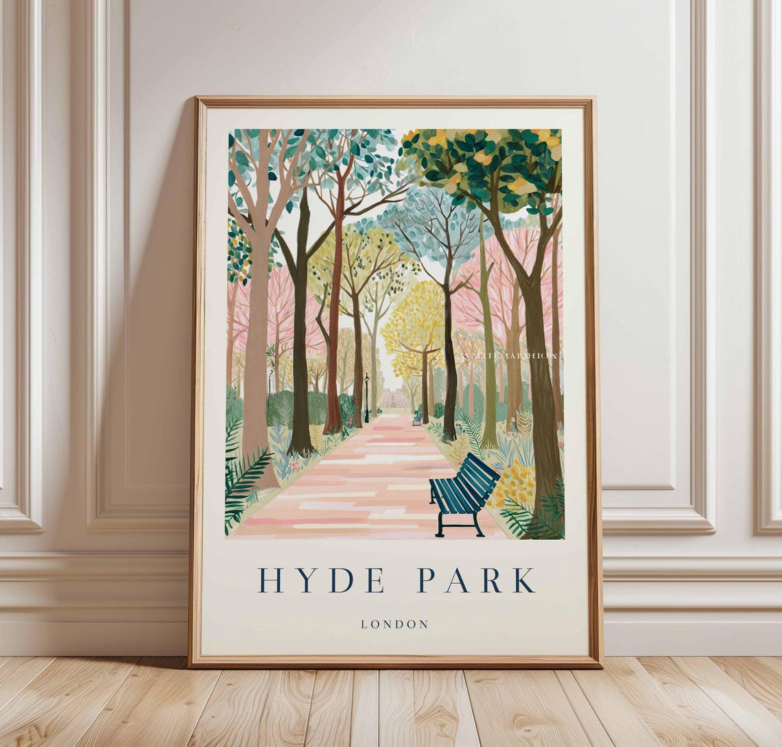 Hyde Park London Blossom Tree Lined Path Spring Travel Poster