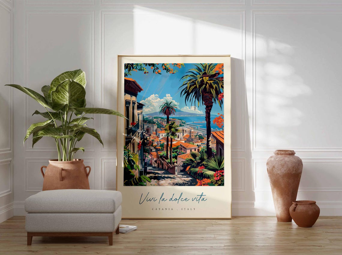Catania Poster Catania Travel Print Catania Travel Art Catania Wall Art Italy Art Italy Travel Decor Italian Travel Gift - Image 3