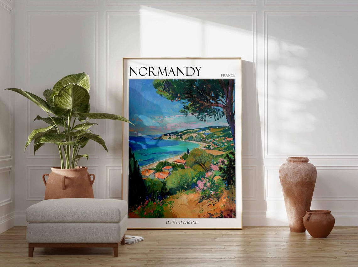 Normandy Poster France Travel Print French Decor Europe Travel Poster European Wall Art Normandy Gift Normandy Travel Poster - Image 3