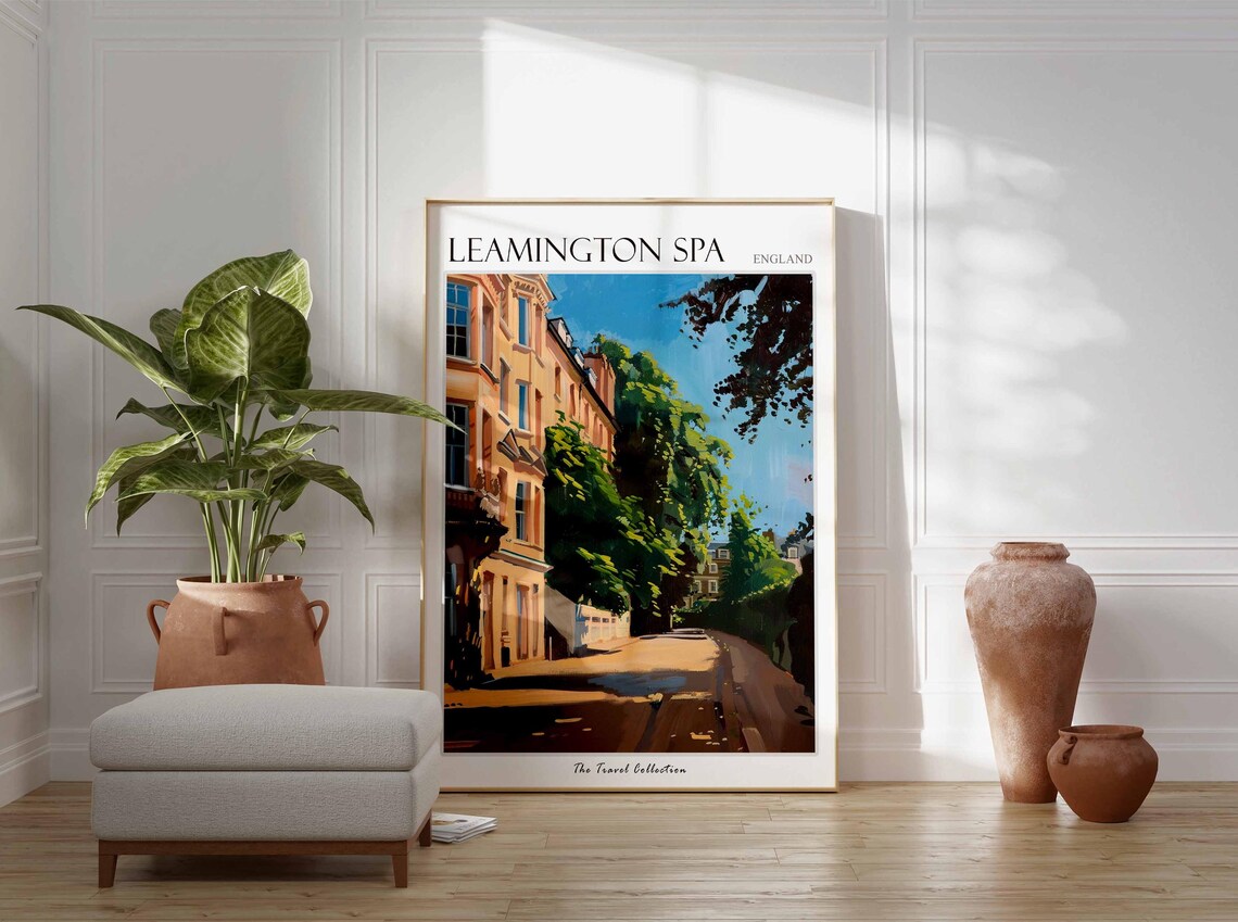 Leamington Spa England Sunlit Street of Terraced Houses Poster - Image 2