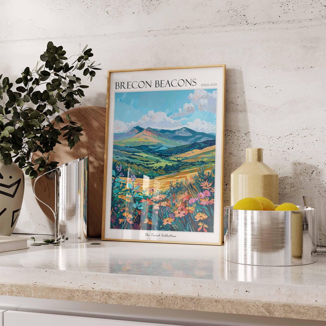 Brecon Beacons Golden Hills Wildflower Foreground Travel Poster - Image 3