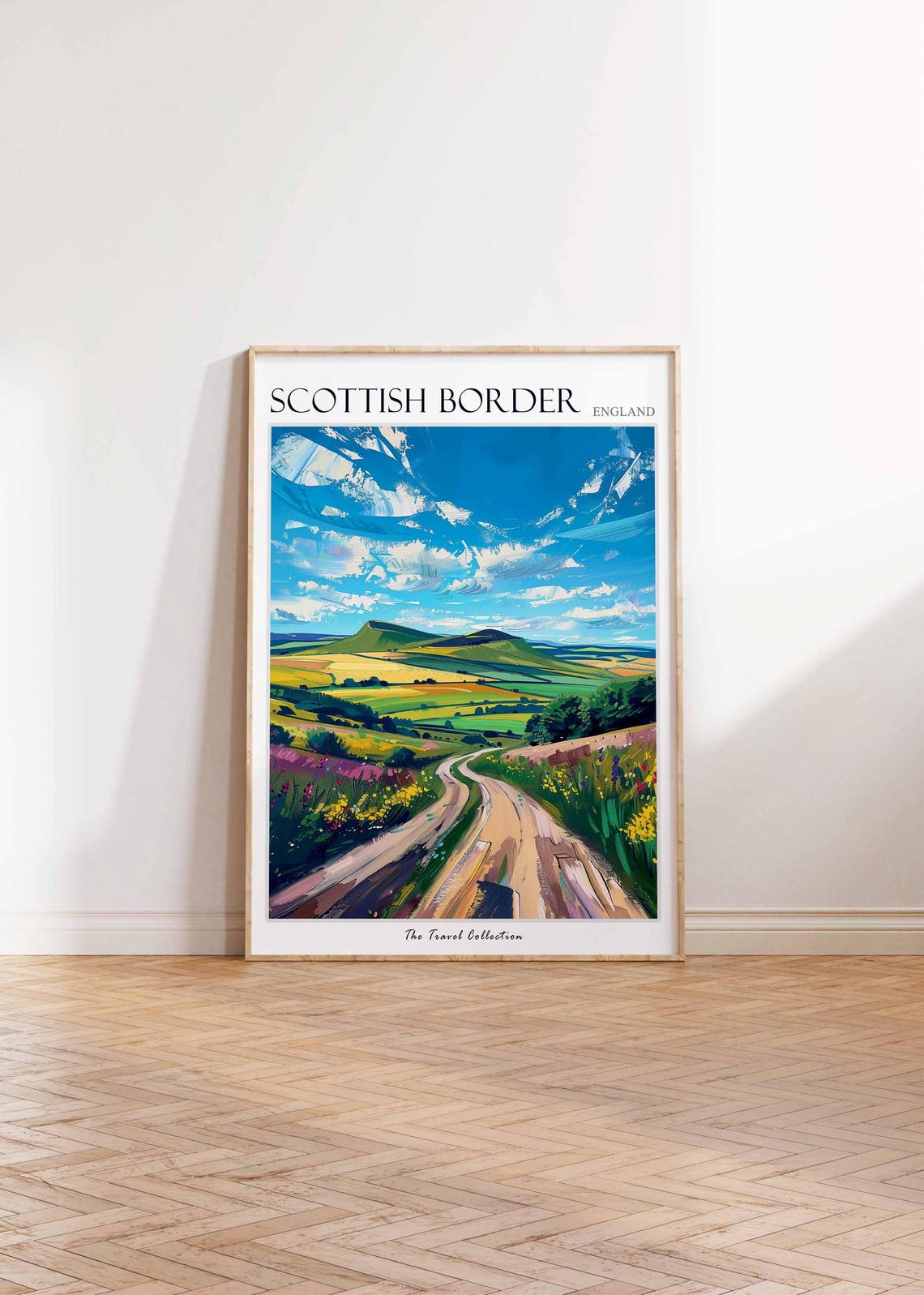 Scottish Borders Country Road Rolling Green Hills View Poster - Image 2