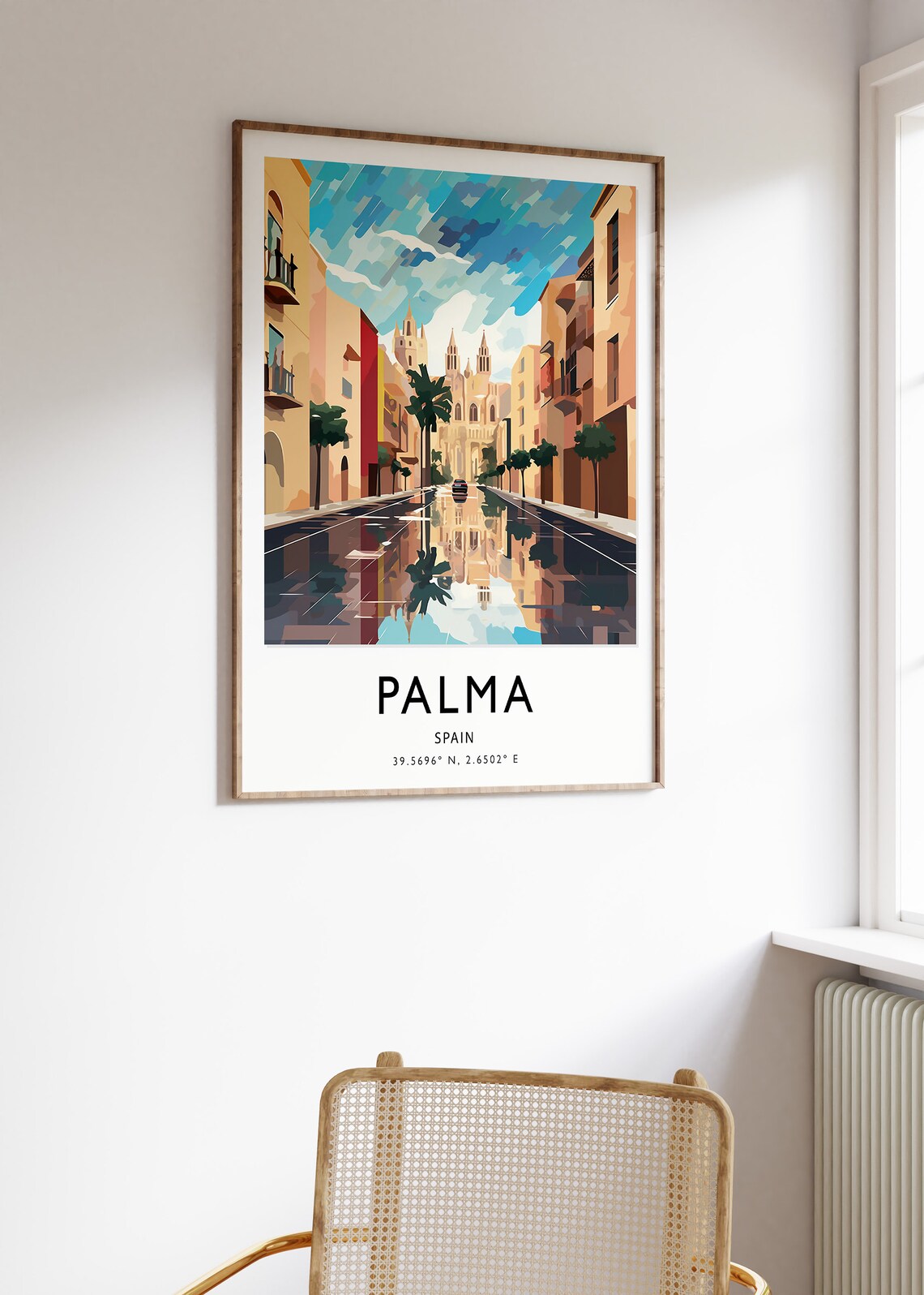 Palma Mallorca Spain Vibrant Cathedral Street Painting Travel Poster - Image 2