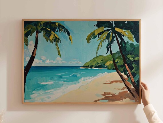 Caribbean Poster Tropical Island Travel Print Beach Wall Art Coastal Home Decor