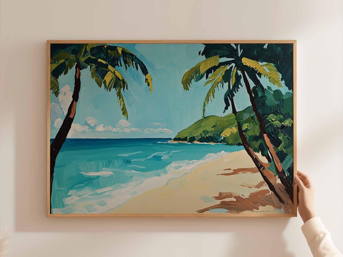 Caribbean Poster Tropical Island Travel Print Beach Wall Art Coastal Home Decor