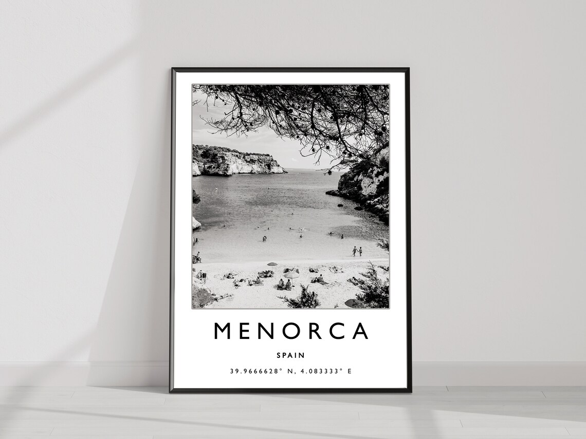 Menorca Spain Travel Poster, Black And White - Image 2