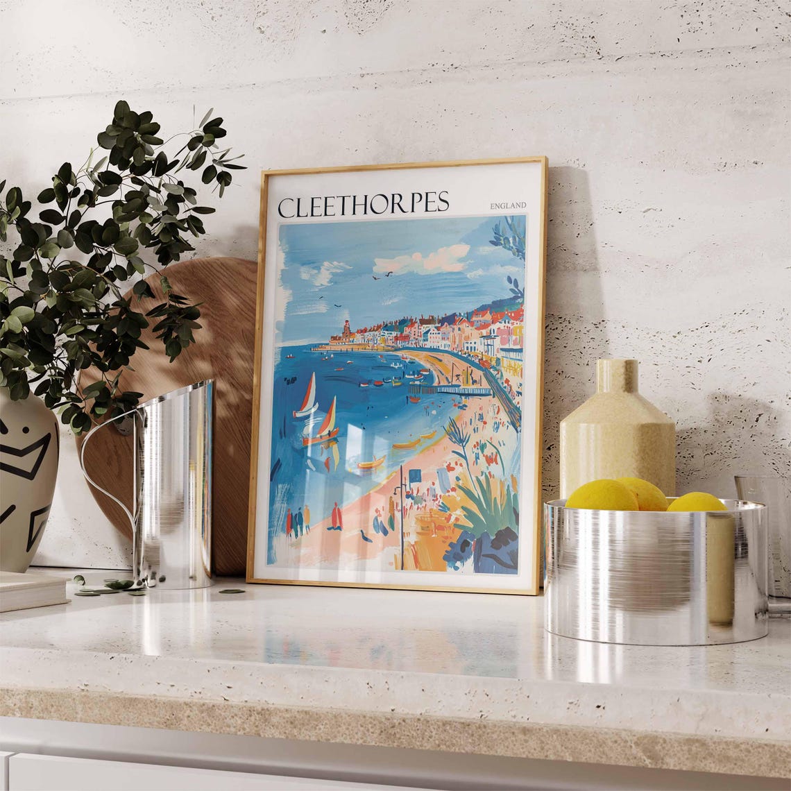Cleethorpes England Sailboats Sandy Beach Summer Day Travel Poster - Image 2