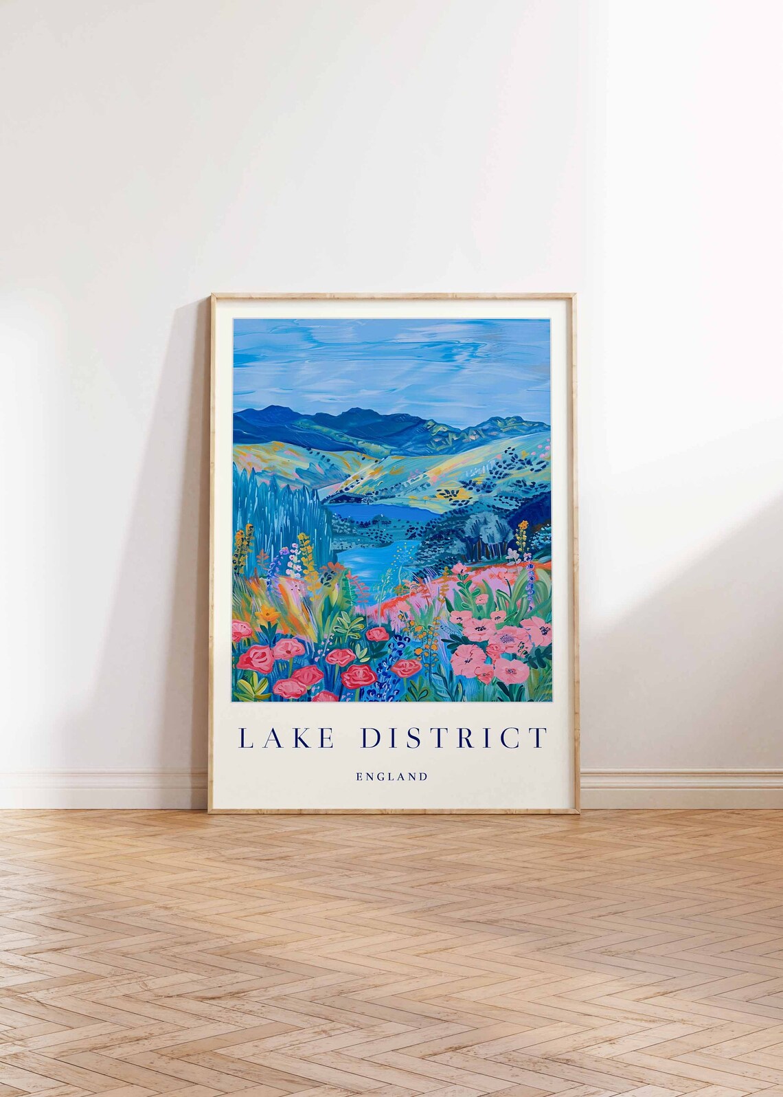 Lake District England Mountains Lake Wildflowers Nature Art Poster - Image 2
