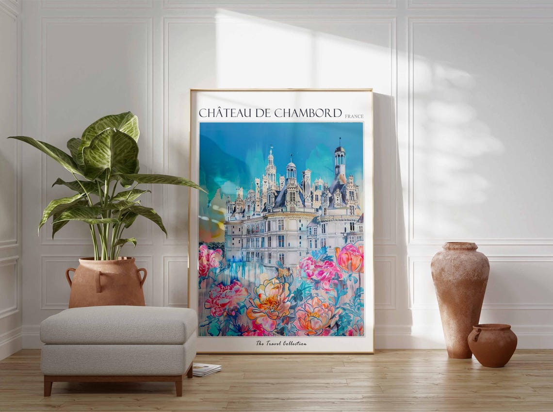 Chteau De Chambord Poster France Travel Print French Decor Europe Travel Poster European Wall Art Chteau De Chambord Travel Poster - Image 3