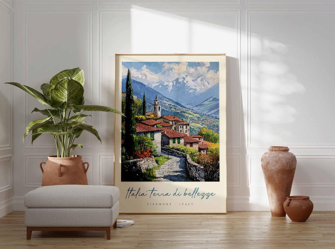 Piedmont Poster Italian Travel Print Piedmont Travel Art Piedmont Wall Art Italy Art Italy Travel Decor Italian Travel Gift - Image 3