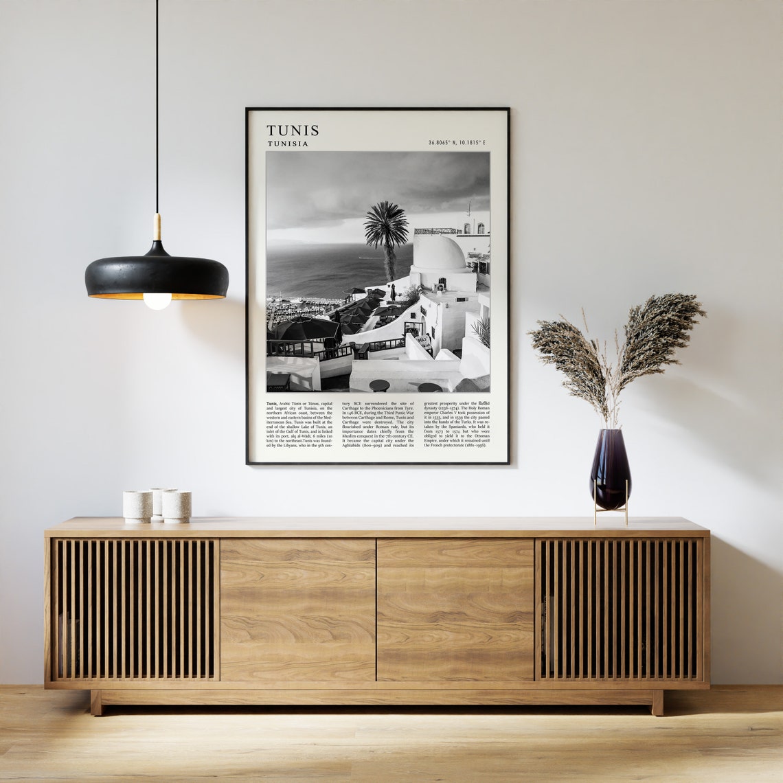 Tunis Tunisia Historic Palm Black and White Coastal Photo Poster - Image 3