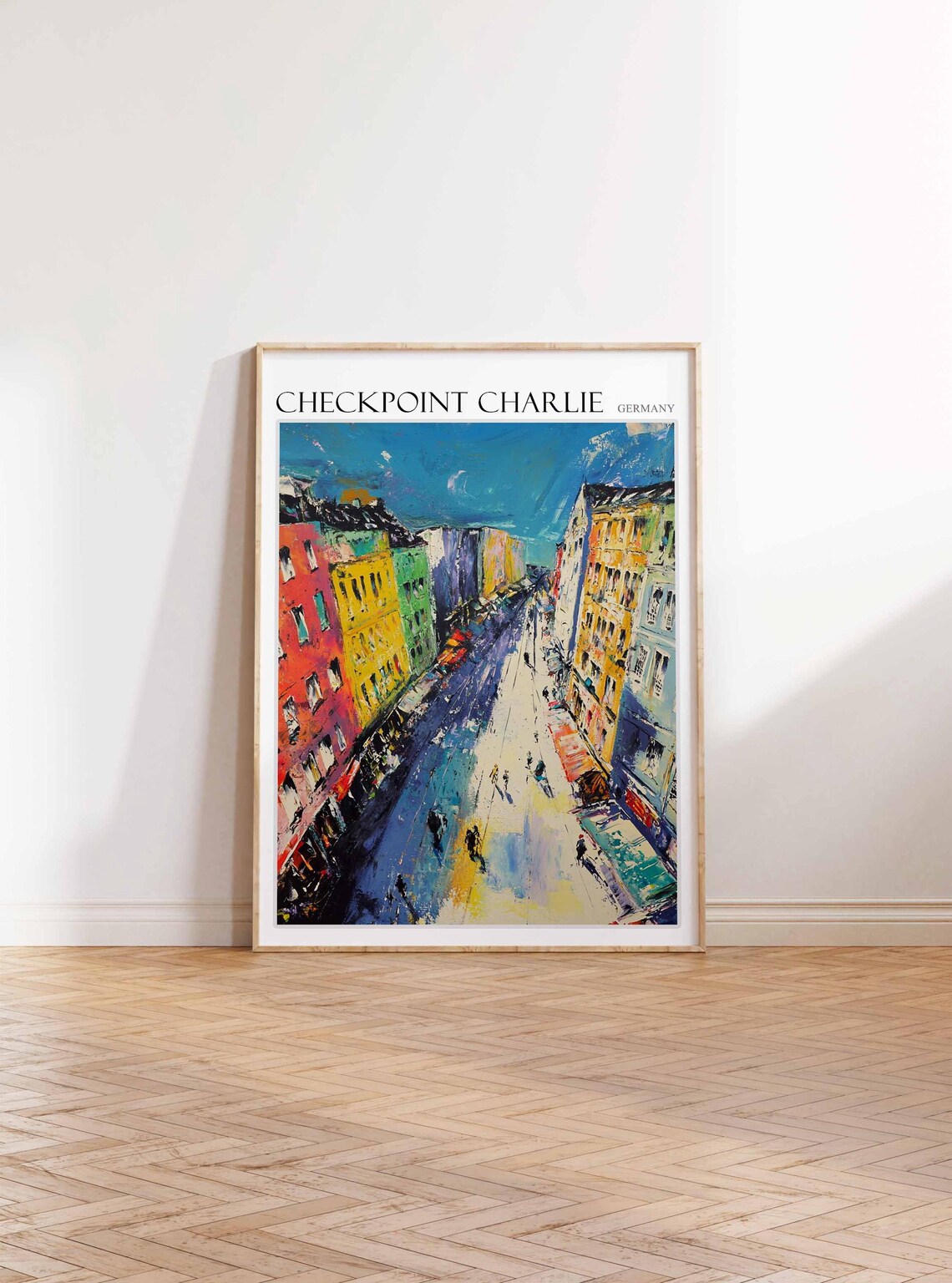 Checkpoint Charlie Berlin Colorful Street Buildings Night Sky Poster - Image 3