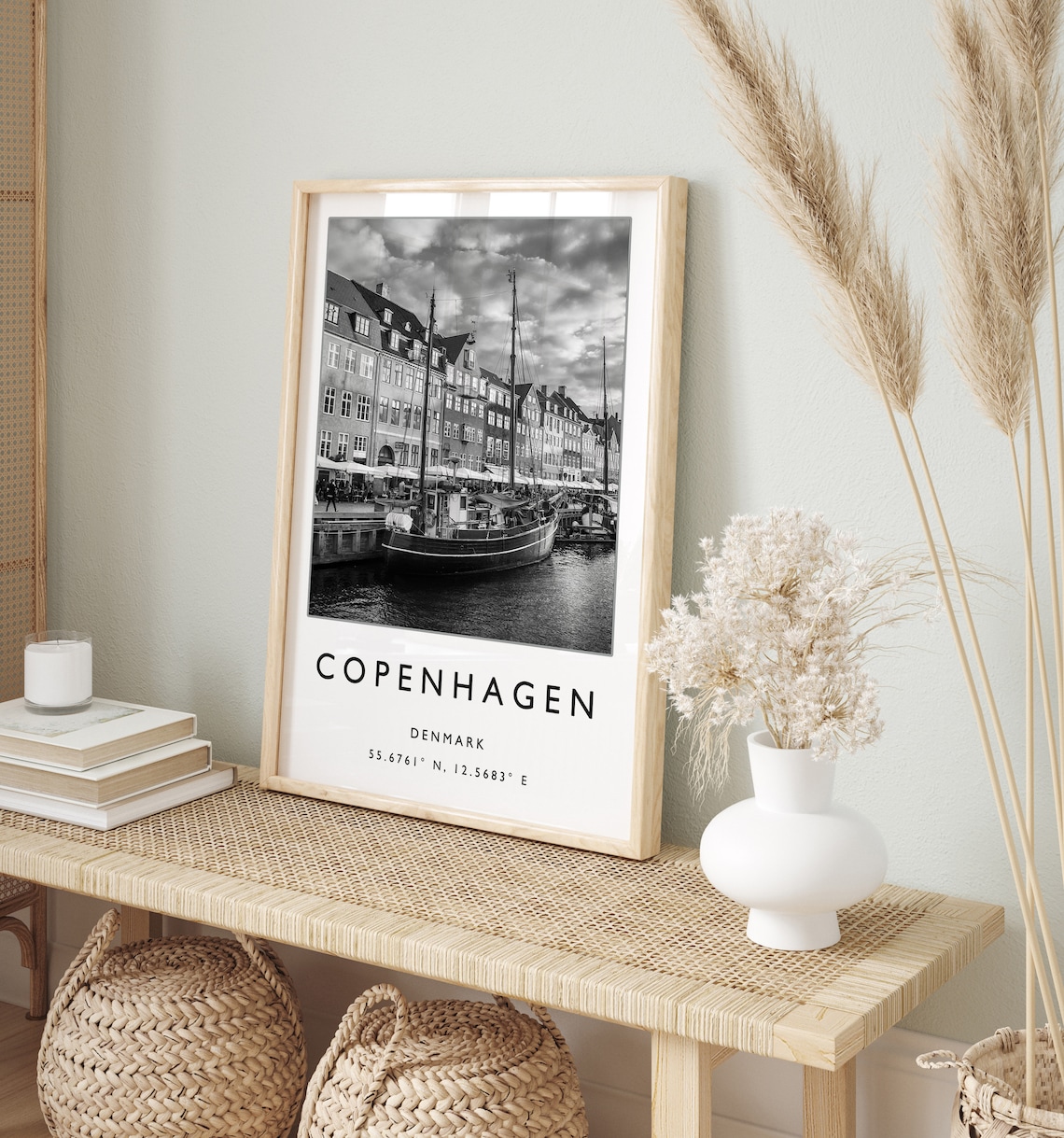Copenhagen Travel Poster, Denmark Black and White - Image 2