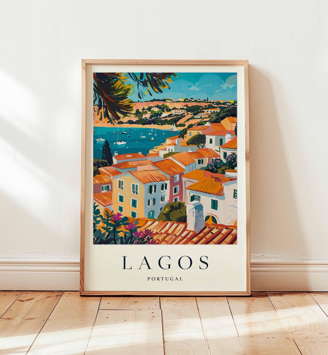 Lagos Portugal Cliffside Town Golden Beach Coast Travel Poster
