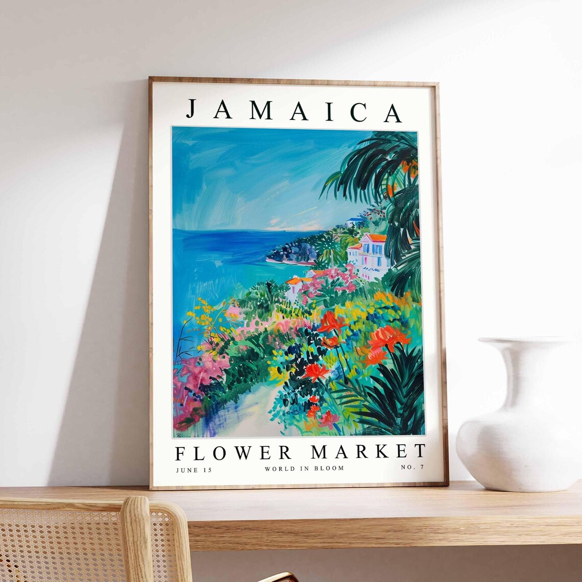 Jamaica Flower Market No 7 Ocean Villa Wildflower Coast View Poster