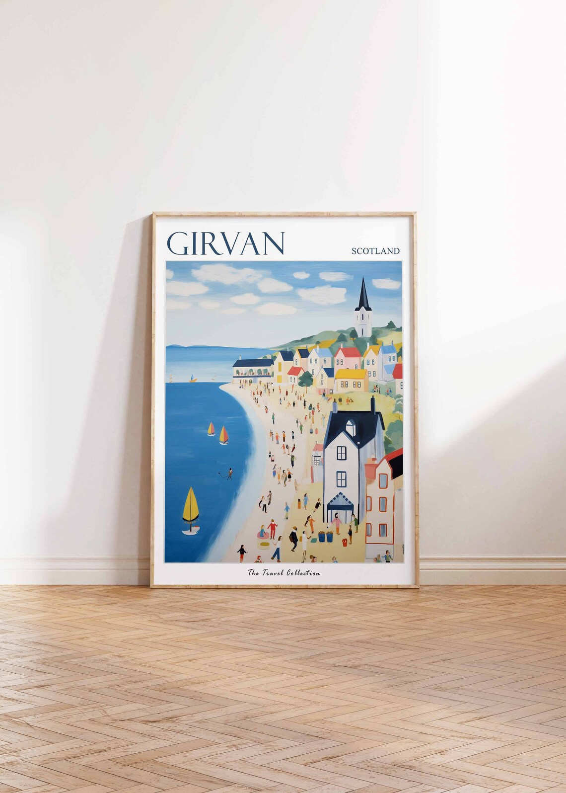 Girvan Scotland Beach Town with Church Spire Vintage Travel Poster - Image 2