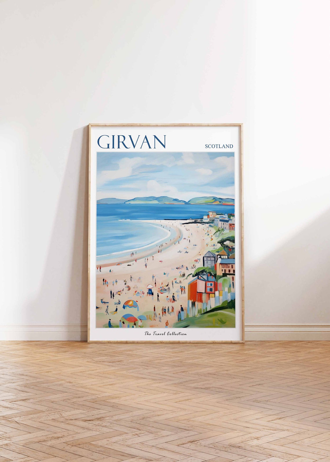 Girvan Scotland Wide Bay Crowded Beach Colourful Seafront Poster - Image 2