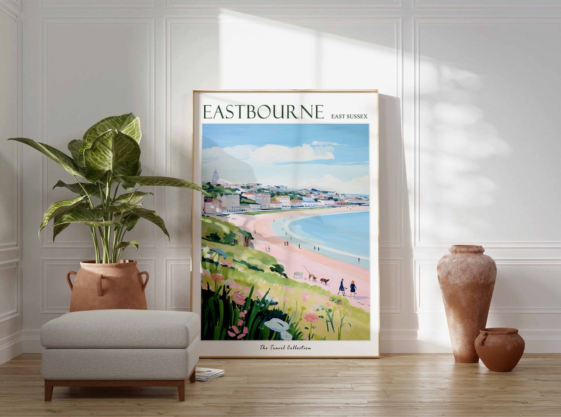 Eastbourne Poster Eastbourne Travel Print East Sussex Travel Poster British Decor Tropical Decor Sea Print Eastbourne Gift - Image 3