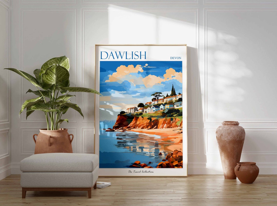 Dawlish Devon England Red Cliffs Coastal Seaside Town Poster - Image 2