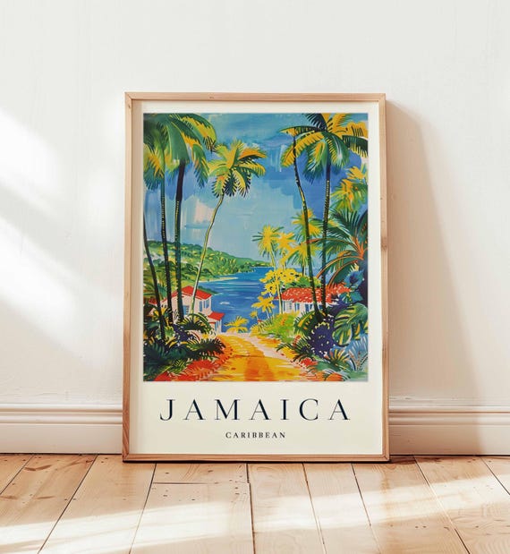 Jamaica Travel Poster Caribbean Island Art Reggae Culture Print