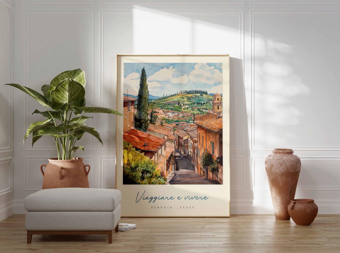 Perugia Poster Italian Travel Print Perugia Travel Art Perugia Wall Art Italy Art Italy Travel Decor Italian Travel Gift - Image 3
