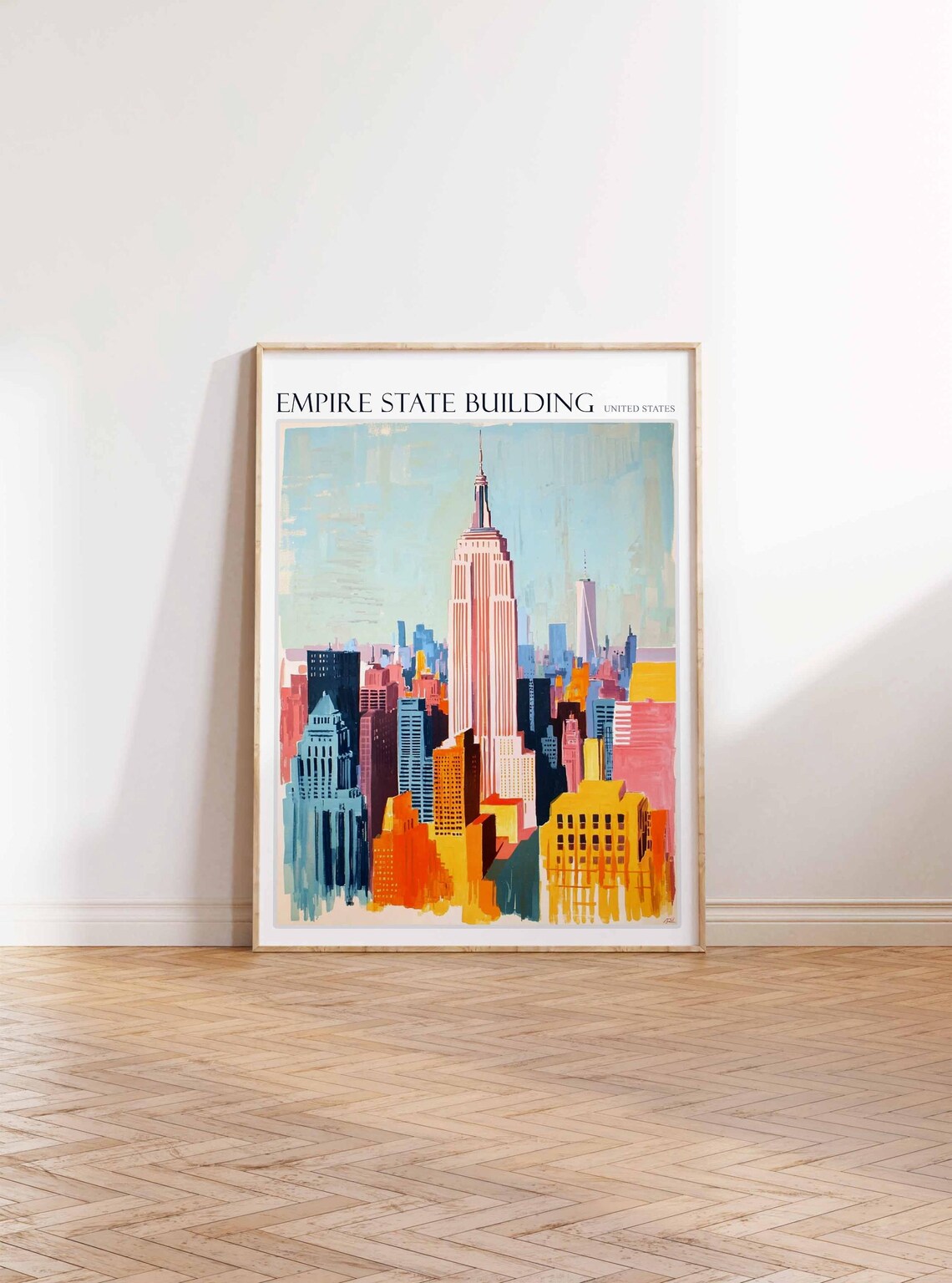 Empire State Building United States Colorful Skyline Art Poster - Image 3