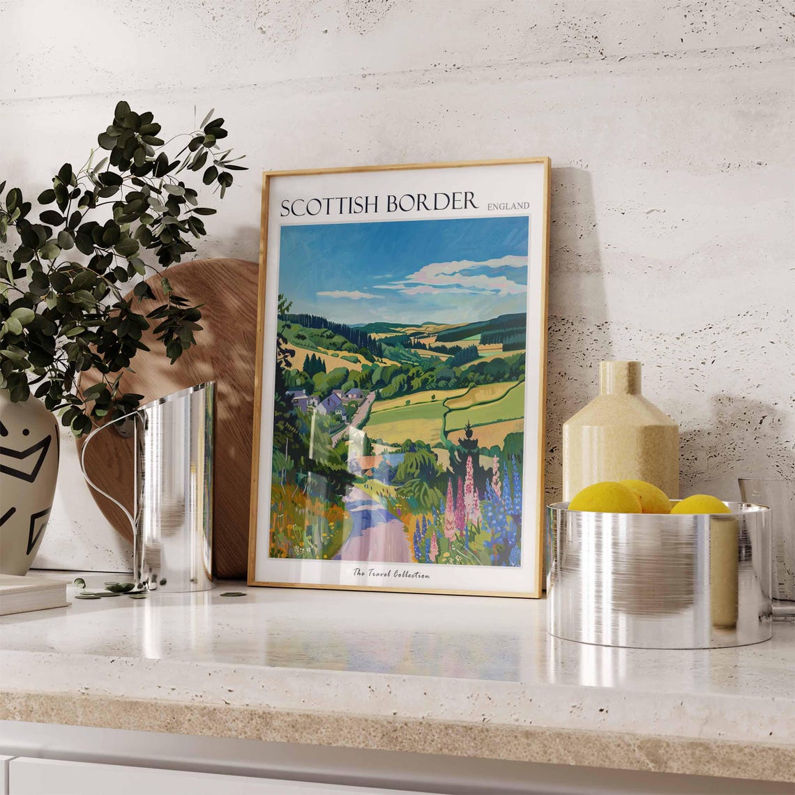 Scottish Borders Rolling Farmland Hills Village Meadow Poster - Image 3
