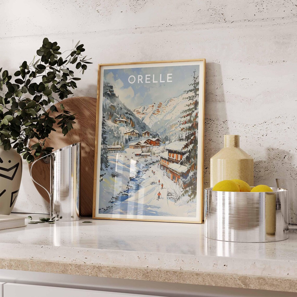 Skiing Travel Poster Orelle Ski Print France Travel Print Skiing Art Skiing Print Winter Sport Art Ski Gift - Image 2