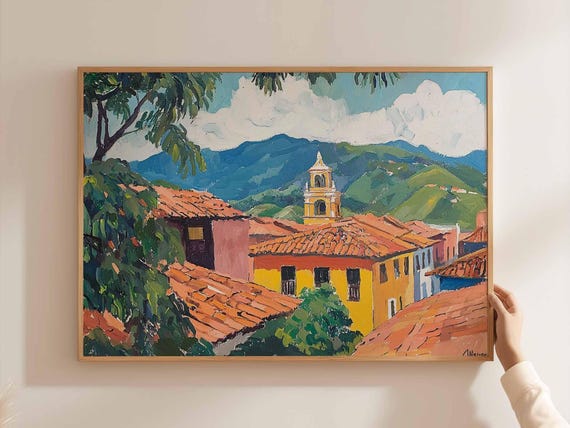 Colombia Travel Poster South America Landscape Art Print