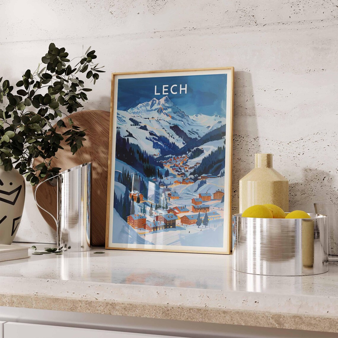 Lech Austria Alpine Village Valley Evening Snowy Peaks Travel Poster - Image 2
