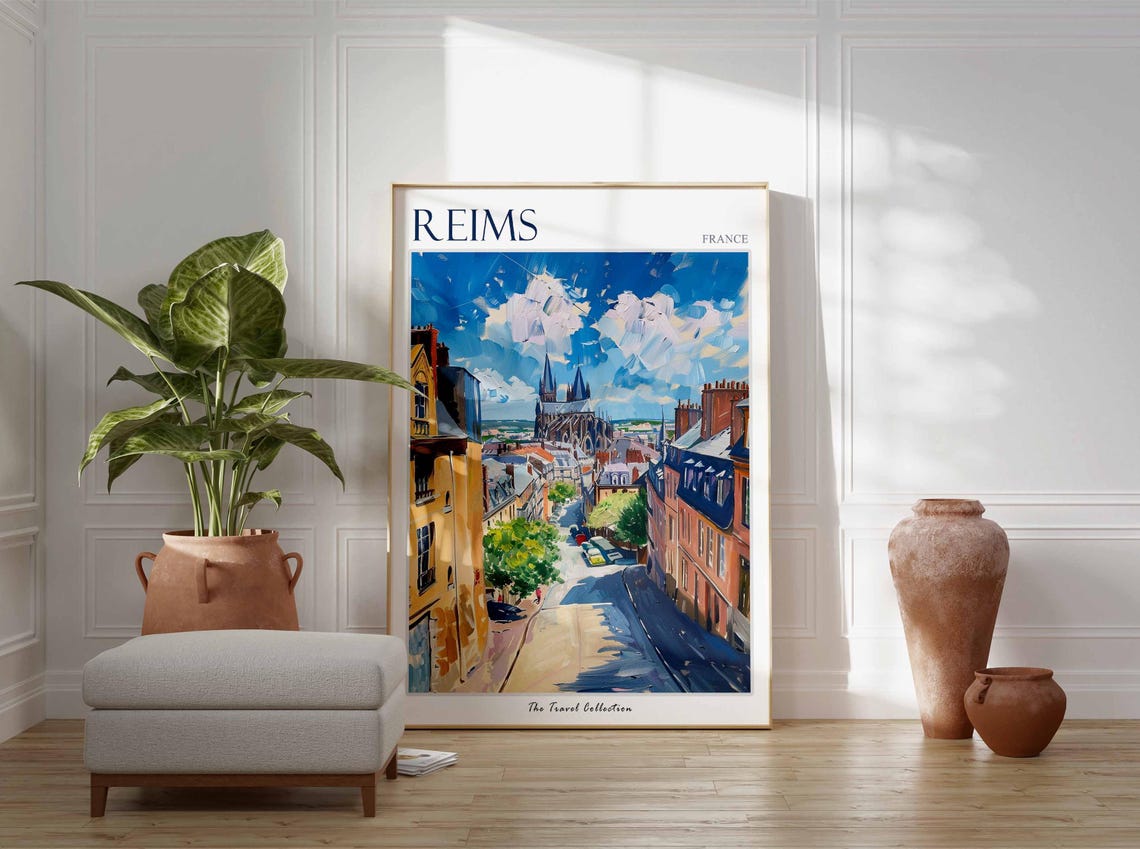 Reims Poster France Travel Print French Decor Europe Travel Poster European Wall Art City Print Reims Gift Reims Travel Poster - Image 3