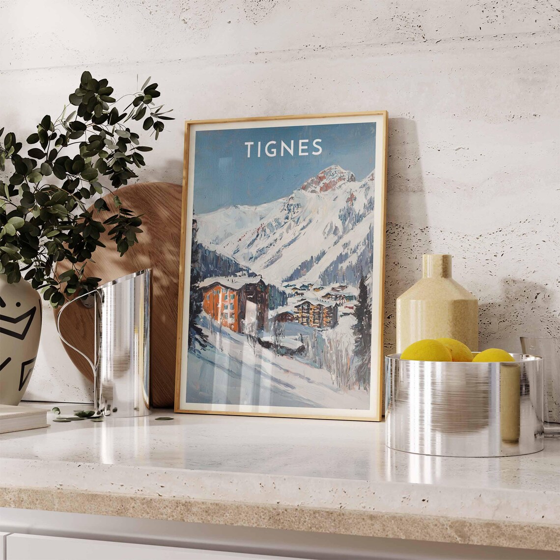 Skiing Travel Poster Tignes Ski Print France Travel Print Skiing Art Skiing Print Winter Sport Art Ski Gift - Image 2