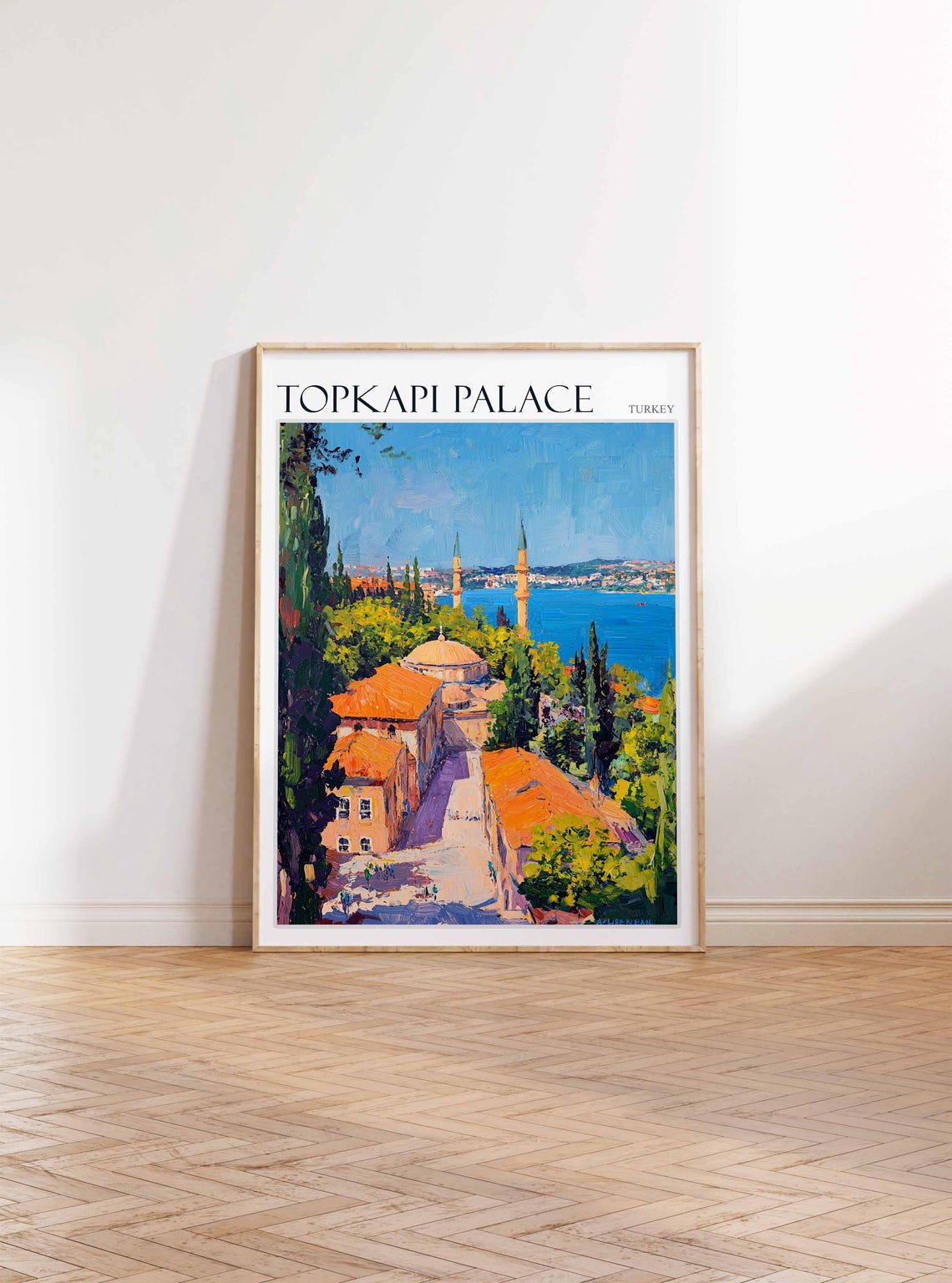 Topkapi Palace Orange Rooftops Minarets Water Painted Poster - Image 2