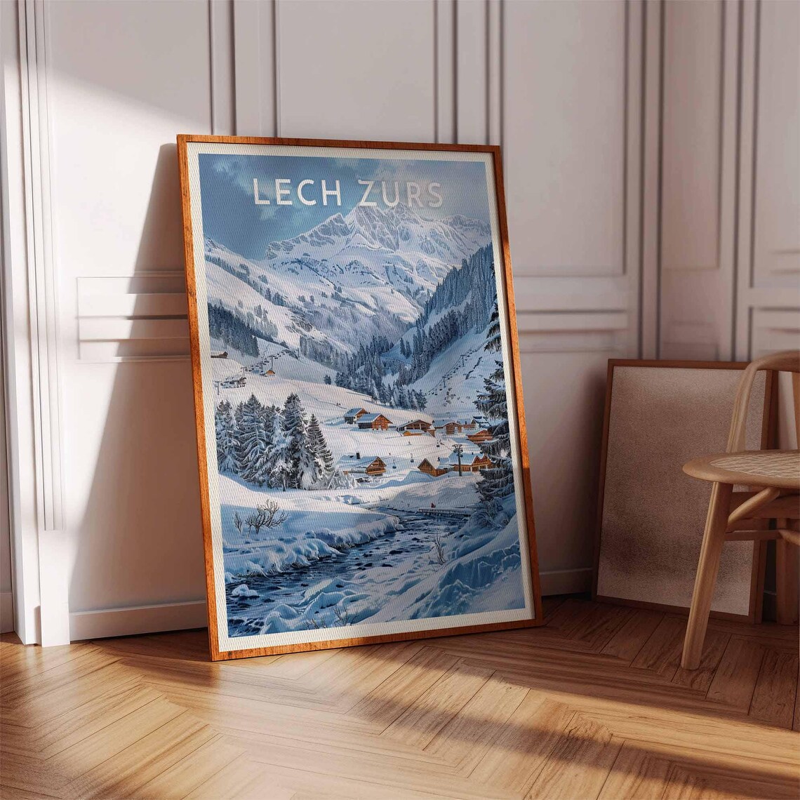Lech Zurs Austria Ski Village Valley River Snowy Peaks Poster - Image 3