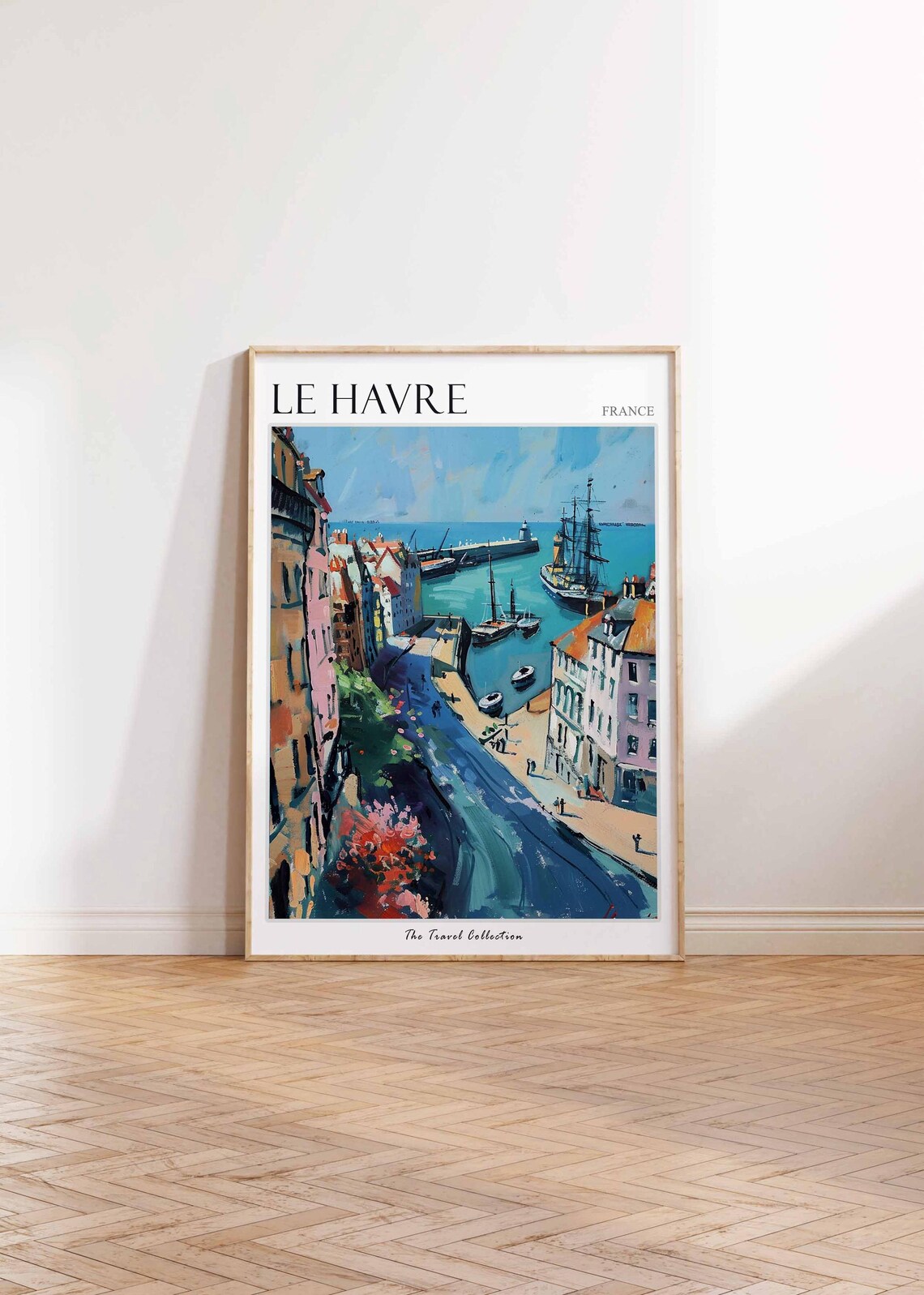 Le Havre France Harbor Street Pier Ships Oil Painting Poster - Image 2