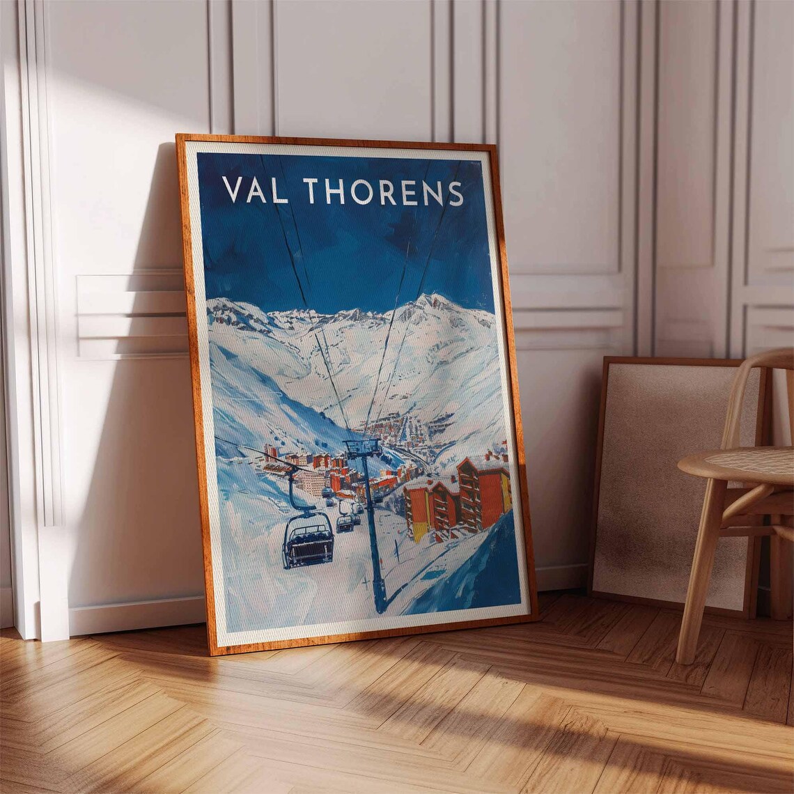 Val Thorens France Chairlift View Village Deep Blue Sky Poster - Image 3