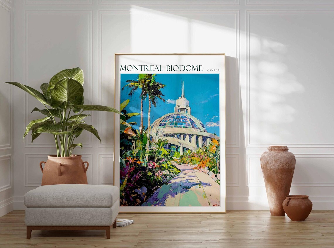 Montreal Biodome Canada Glass Dome Facade with Palms Travel Poster - Image 3