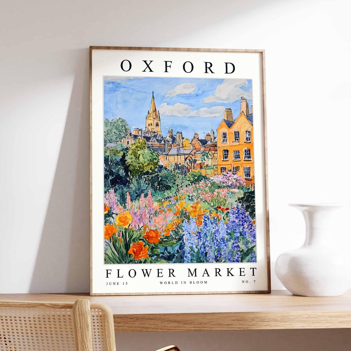 Oxford Flower Market Poster Oxfordprint English Floral Wall Art Oxfordfloral Decor Botanical Uk Print Travel