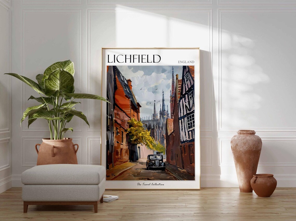 Lichfield Poster England Travel Print British Decor United Kingdom Travel Poster City Print Lichfield Gift Lichfield Travel Poster - Image 2