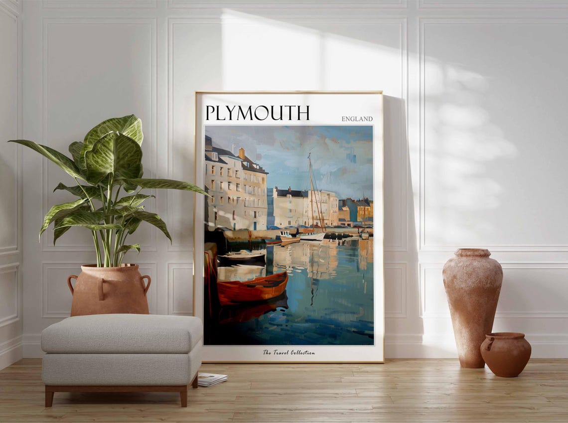 Plymouth Poster England Travel Print British Decor United Kingdom Travel Poster City Print Plymouth Gift Plymouth Travel Poster - Image 2